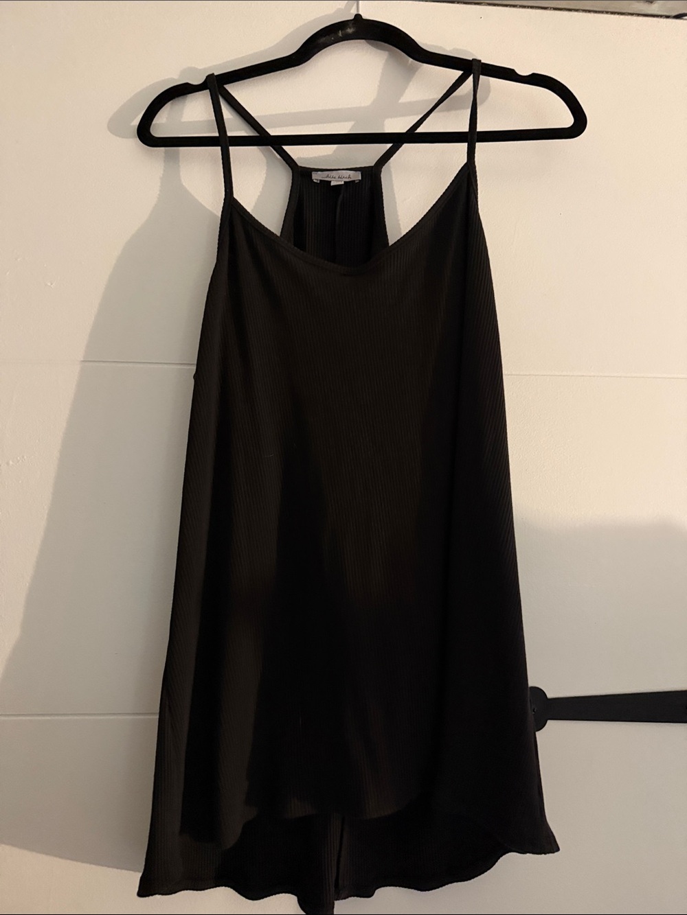 white birch Black Ribbed Strappy Tank Top